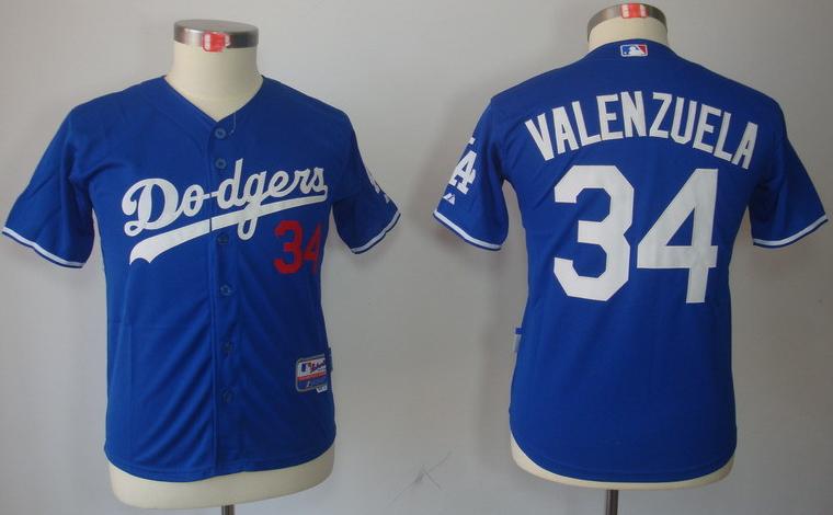 Kids Los Angeles Dodgers 34 Fernando Valenzuela Blue MLB Jerseys Cheap