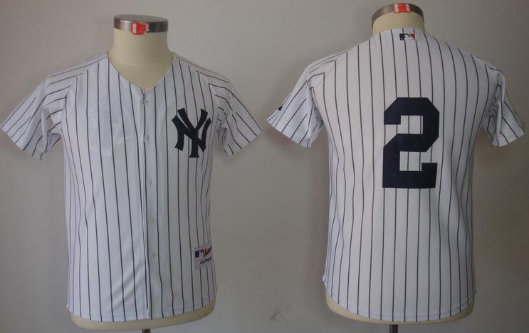Kids New York Yankees 2 Derek Jeter White MLB Jersey Cheap