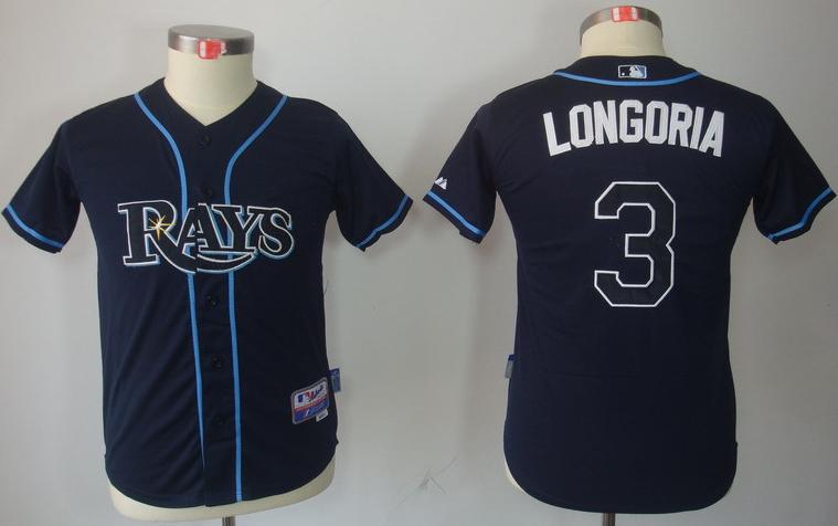 Kids Tampa Bay Rays 3 Evan Longoria Black MLB Jersey Cheap