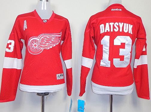 Women Detoit Red Wings 13 Pavel Datsyuk Red NHL Jerseys