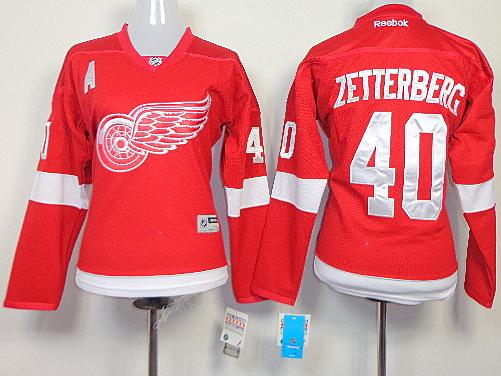 Women Detoit Red Wings 40 Henrik Zetterberg Red NHL Jerseys