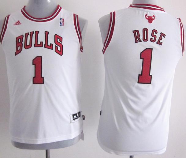 Kids Chicago Bulls 1 Derrick Rose White Revolution 30 Swingman NBA Jerseys Cheap