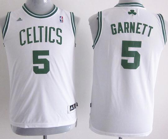 Kids Boston Celtics 5 Kevin Garnett White Revolution 30 Swingman NBA Jerseys Cheap