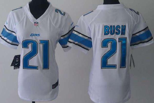 Cheap Women Nike Detroit Lions #21 Reggie Bush White NFL Jerseys