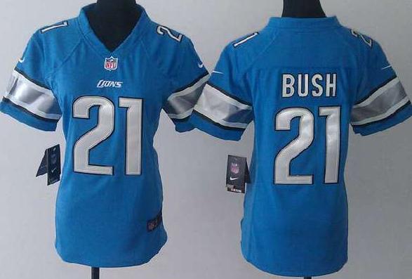 Cheap Women Nike Detroit Lions #21 Reggie Bush Blue NFL Jerseys
