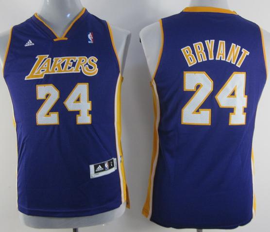 Kids Los Angeles Lakers 24 Kobe Bryant Purple Revolution 30 Swingman NBA Jerseys Cheap