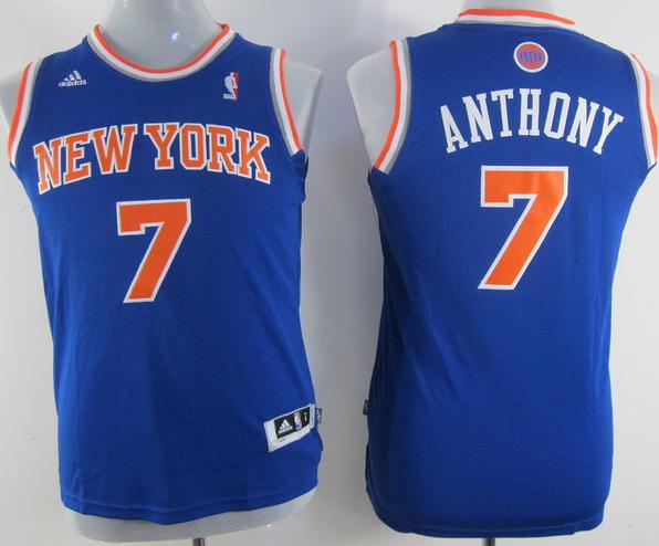Kids New York Knicks 7 Carmelo Anthony Blue Revolution 30 Swingman NBA Jerseys Cheap