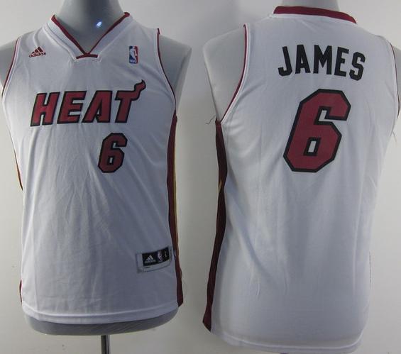 Kids Miami Heat 6 LeBron James White Revolution 30 NBA Jerseys Cheap