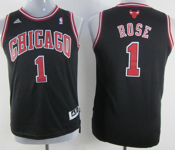 Kids Chicago Bulls 1 Derrick Rose Black Revolution 30 Swingman NBA Jerseys Cheap