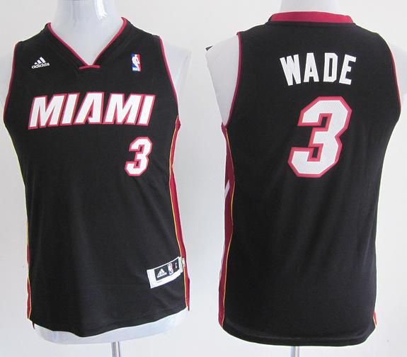 Kids Miami Heat 3 Dwyane Wade Black Revolution 30 Swingman Jerseys Cheap