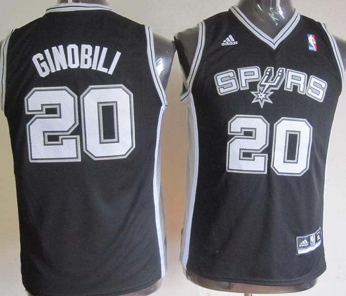 Kids San Antonio Spurs 20 Manu Ginobili Black Revolution 30 Swingman NBA Jerseys Cheap