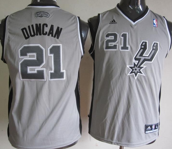 Kids San Antonio Spurs 21 Tim Duncan Grey Revolution 30 Swingman NBA Jerseys Cheap