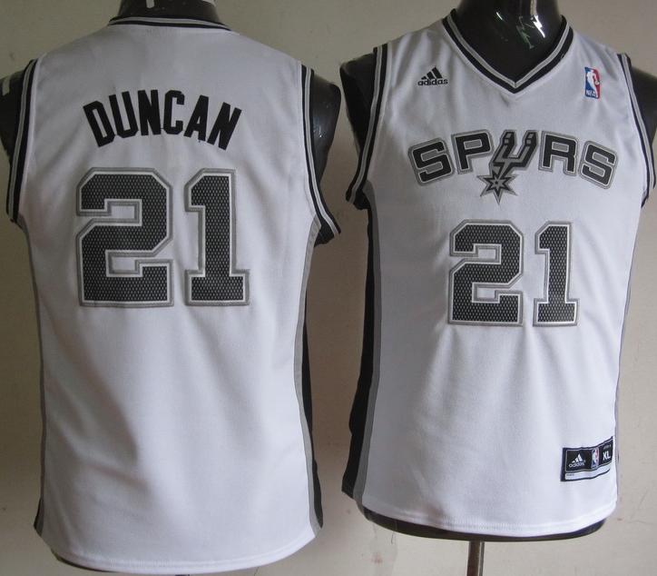 Kids San Antonio Spurs 21 Tim Duncan White Revolution 30 Swingman NBA Jerseys Cheap