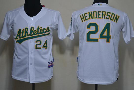 Kids Oakland Athletics 24 Ricky Henderson White MLB Jerseys Cheap