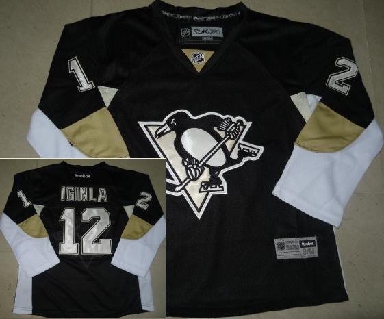 Kids Pittsburgh Penguins 12 Jarome Iginla Black NHL Jerseys For Sale