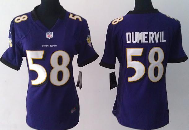 Cheap Women Nike Baltimore Ravens 58 Elvis Dumervil Purple NFL Jerseys