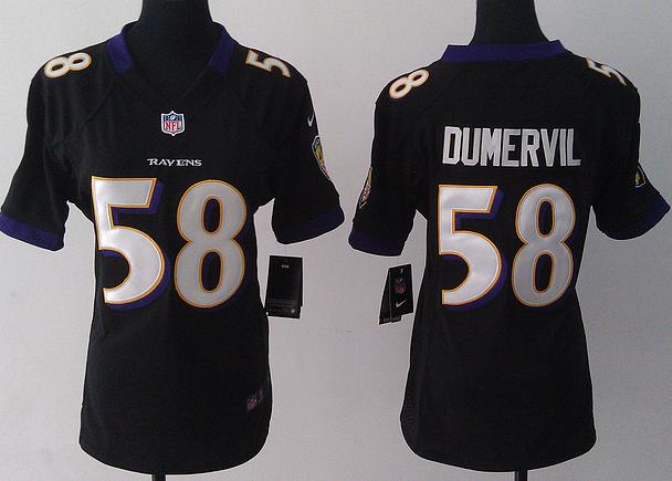 Cheap Women Nike Baltimore Ravens 58 Elvis Dumervil Black NFL Jerseys