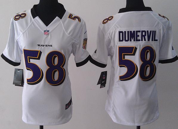 Cheap Women Nike Baltimore Ravens 58 Elvis Dumervil White NFL Jerseys
