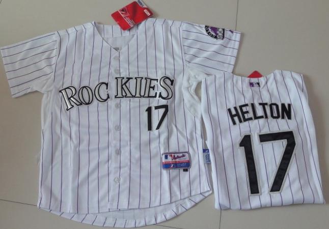 Kids Colorado Rockies 17 Helton White MLB Baseball Jerseys Cheap