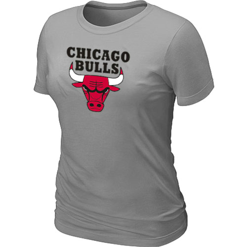 Cheap Women Chicago Bulls Big & Tall Primary Logo L.Grey NBA Basketball T-Shirt