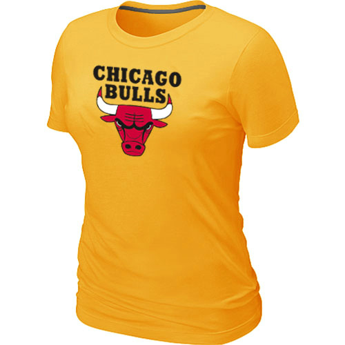 Cheap Women Chicago Bulls Big & Tall Primary Logo Yellow NBA Basketball T-Shirt