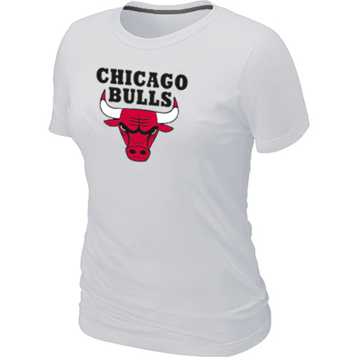 Cheap Women Chicago Bulls Big & Tall Primary Logo White NBA Basketball T-Shirt