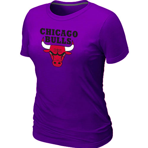 Cheap Women Chicago Bulls Big & Tall Primary Logo Purple NBA Basketball T-Shirt