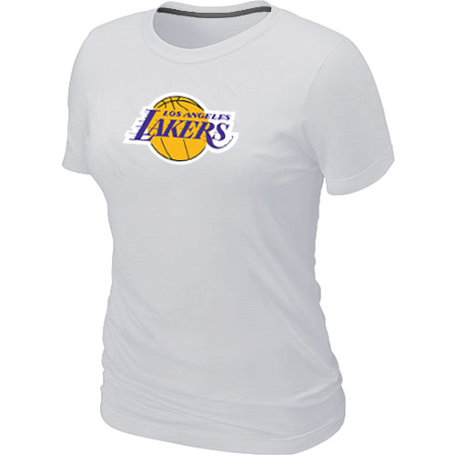 Cheap Women Los Angeles Lakers Big & Tall Primary Logo White NBA Basketball T-Shirt