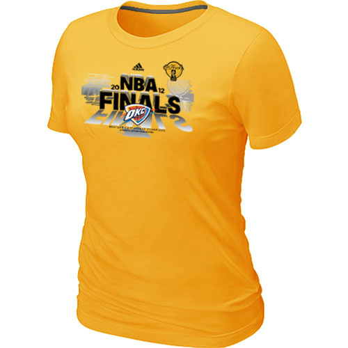 Cheap Women Oklahoma City Thunder 2012 Western Conference Champions Yellow NBA Basketball T-Shirt