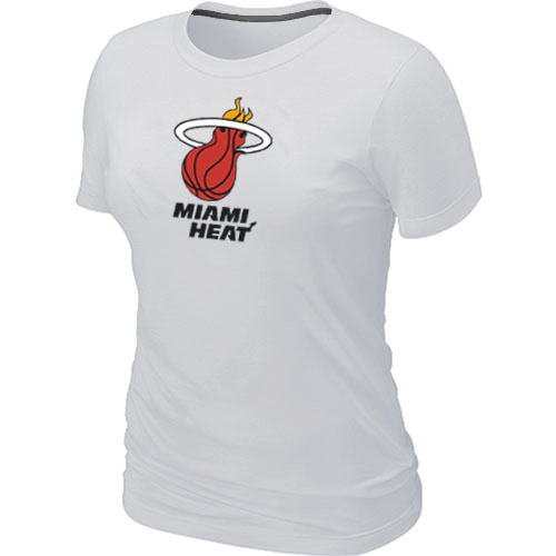 Cheap Women Miami Heat Big & Tall Primary Logo White NBA Basketball T-Shirt