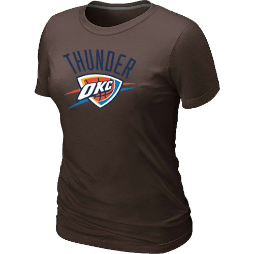Cheap Women Oklahoma City Thunder Big & Tall Primary Logo Brown NBA Basketball T-Shirt