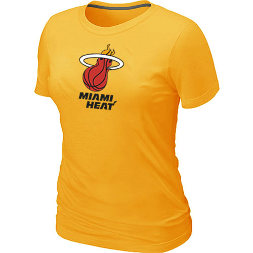 Cheap Women Miami Heat Big & Tall Primary Logo Yellow NBA Basketball T-Shirt