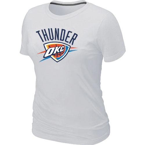 Cheap Women Oklahoma City Thunder Big & Tall Primary Logo White NBA Basketball T-Shirt