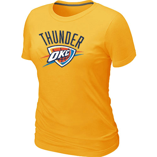 Cheap Women Oklahoma City Thunder Big & Tall Primary Logo Yellow NBA Basketball T-Shirt