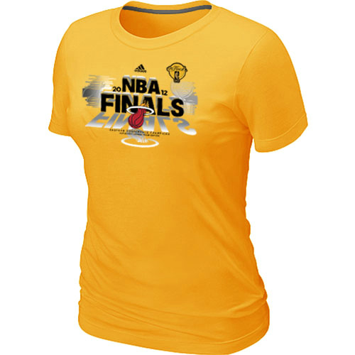 Cheap Women Miami Heat 2012 Eastern Conference Champions Yellow NBA Basketball T-Shirt