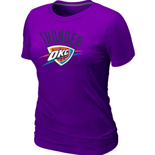 Cheap Women Oklahoma City Thunder Big & Tall Primary Logo Purple NBA Basketball T-Shirt