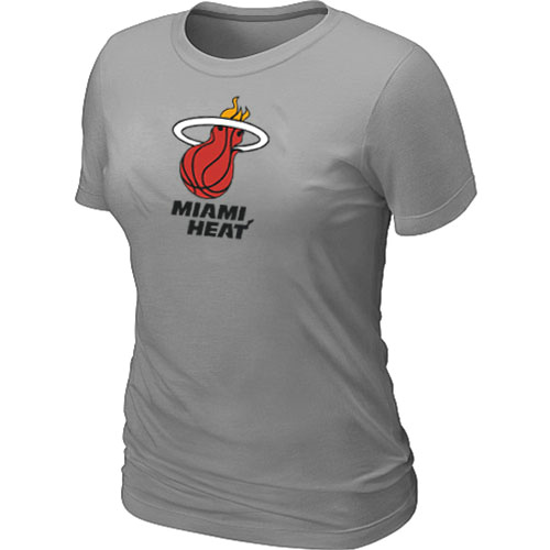 Cheap Women Miami Heat Big & Tall Primary Logo L.Grey NBA Basketball T-Shirt
