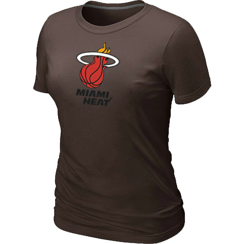 Cheap Women Miami Heat Big & Tall Primary Logo Brown NBA Basketball T-Shirt