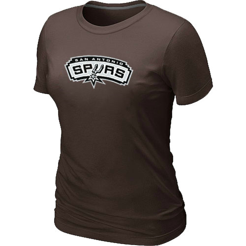 Cheap Women San Antonio Spurs Big & Tall Primary Logo Brown NBA Basketball T-Shirt