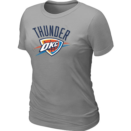 Cheap Women Oklahoma City Thunder Big & Tall Primary Logo L.Grey NBA Basketball T-Shirt