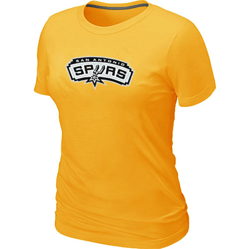 Cheap Women San Antonio Spurs Big & Tall Primary Logo Yellow NBA Basketball T-Shirt