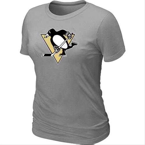 Cheap Women Pittsburgh Penguins Big & Tall Logo L.Grey NHL T-Shirt