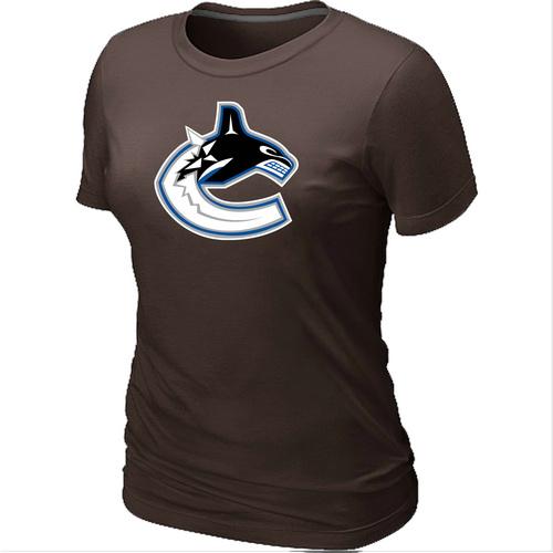 Cheap Women Vancouver Canucks Big & Tall Logo Brown NHL T-Shirt