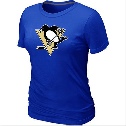Cheap Women Pittsburgh Penguins Big & Tall Logo Blue NHL T-Shirt