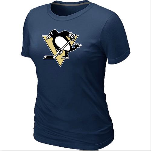 Cheap Women Pittsburgh Penguins Big & Tall Logo D.Blue NHL T-Shirt