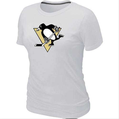 Cheap Women Pittsburgh Penguins Big & Tall Logo White NHL T-Shirt