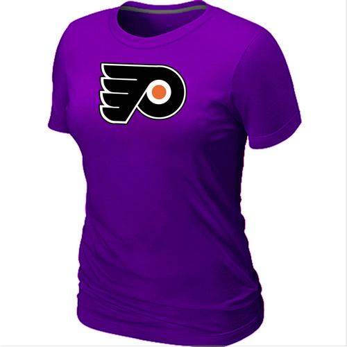Cheap Women Philadelphia Flyers Big & Tall Logo Purple NHL T-Shirt