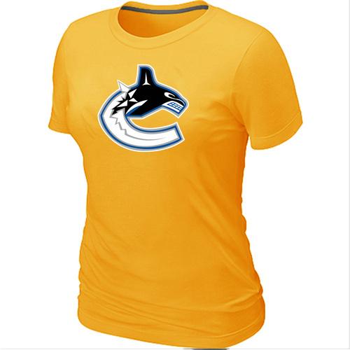 Cheap Women Vancouver Canucks Big & Tall Logo Yellow NHL T-Shirt