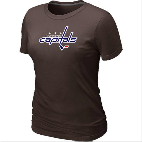 Cheap Women Washington Capitals Big & Tall Logo Brown NHL T-Shirt