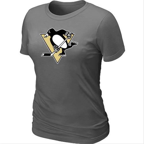 Cheap Women Pittsburgh Penguins Big & Tall Logo D.Grey NHL T-Shirt